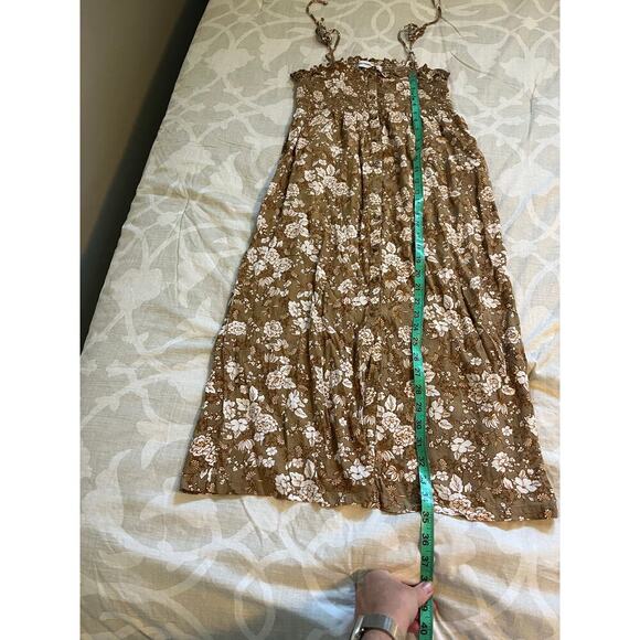 Faithfull the brand suki floral smocked tie shoulder dress brown‎ size xs/2 - Picture 8 of 11